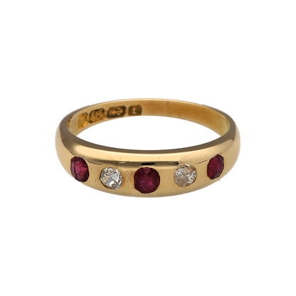 18ct Gold Diamond & Ruby Band Ring