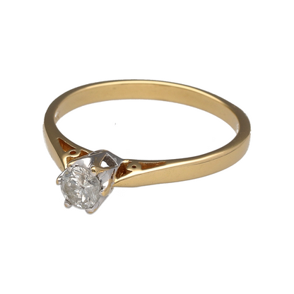 Celebrate timeless elegance and classic sophistication with this pre-owned 18ct yellow gold diamond solitaire ring. Featuring a sparkling brilliant-cut diamond in a traditional solitaire setting, this beautiful ring is a timeless choice for an engagement ring, anniversary gift, or a treasured addition to any fine jewellery collection.

Design: The ring showcases a single brilliant-cut diamond of approximately 0.33ct, allowing the stone to take centre stage and display its natural brilliance and fire.