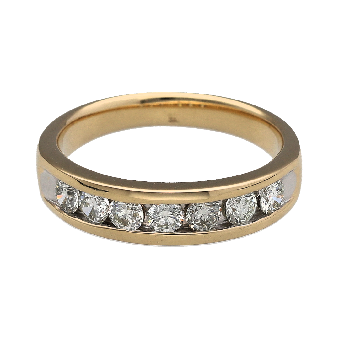 14ct Gold & Diamond Seven Stone Band Ring