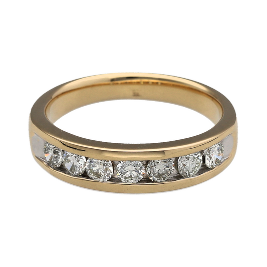 14ct Gold & Diamond Seven Stone Band Ring