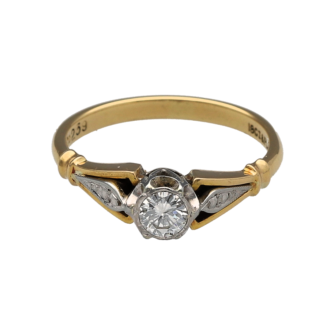 18ct Gold & Platinum Diamond Solitaire Ring