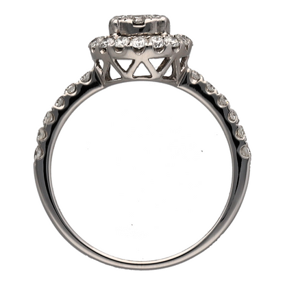 18ct White Gold & Diamond Halo Cluster Ring