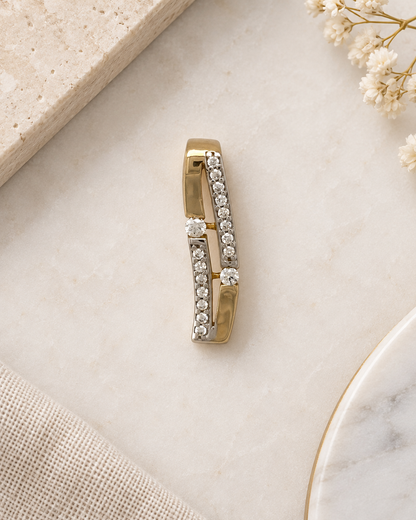 9ct Gold & Cubic Zirconia Wave Bar Pendant