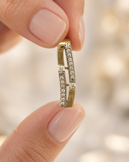 9ct Gold & Cubic Zirconia Wave Bar Pendant