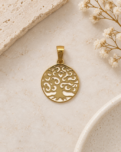 9ct Gold Tree of Life Round Pendant