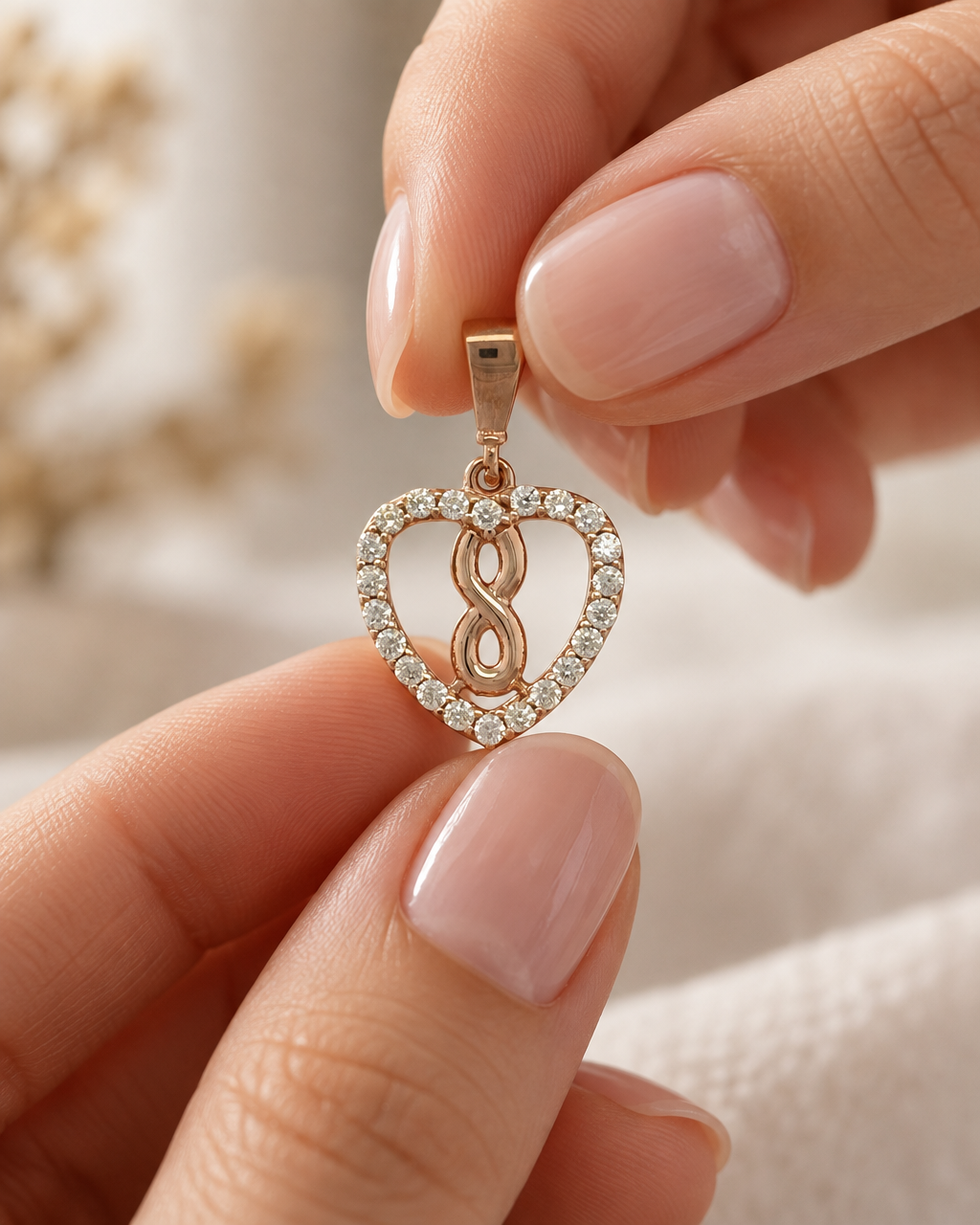 9ct Gold & Cubic Zirconia Infinity Heart Pendant