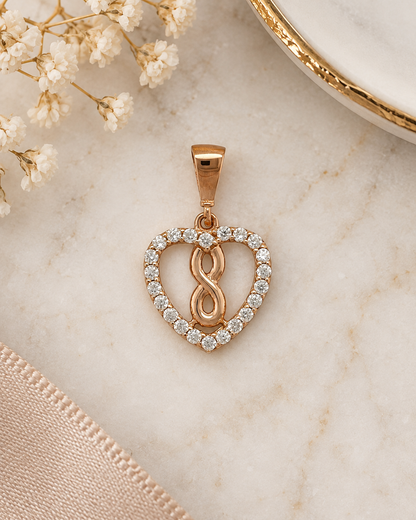 9ct Gold & Cubic Zirconia Infinity Heart Pendant
