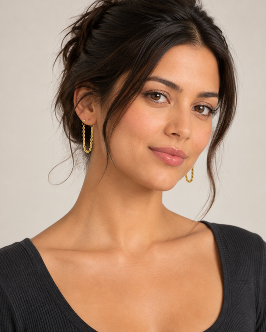 9ct Gold Rope Drop Earrings