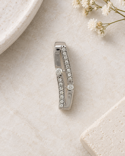 9ct White Gold & Cubic Zirconia Curved Bar Pendant