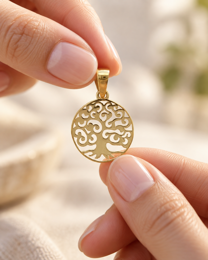 9ct Gold Tree of Life Round Pendant