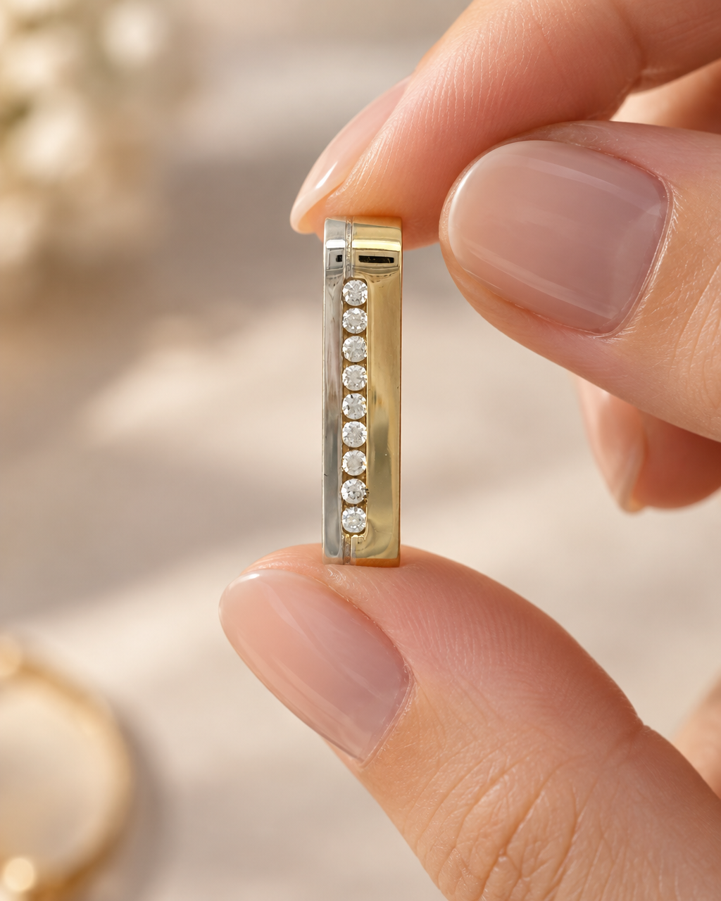 9ct Gold & Cubic Zirconia Bar Pendant
