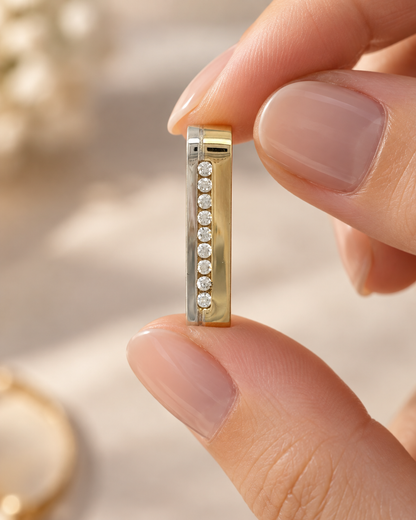 9ct Gold & Cubic Zirconia Bar Pendant