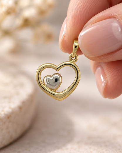 9ct Gold Double Heart Pendant