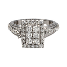 Load image into Gallery viewer, 9ct White Gold &amp; Diamond Set Rectangle Halo Cluster Ring
