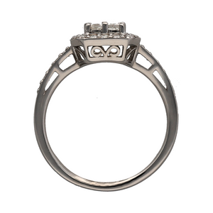 9ct White Gold & Diamond Set Princess Cut Cluster Solitaire Ring