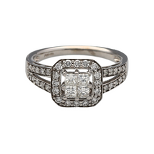 Load image into Gallery viewer, 9ct White Gold &amp; Diamond Set Princess Cut Cluster Solitaire Ring
