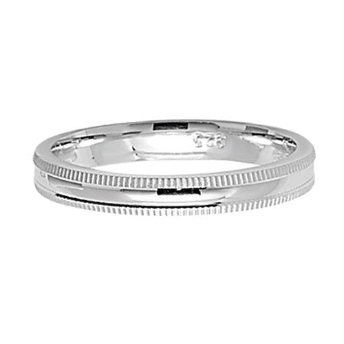 New 925 Silver 3mm Milgrain Wedding Band Ring