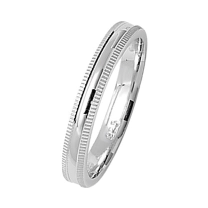 New 925 Silver 3mm Milgrain Wedding Band Ring
