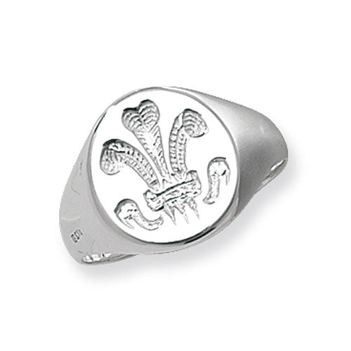 New 925 Silver Three Feathers Oval Signet Ring
