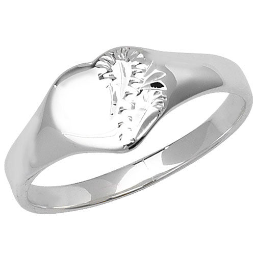 New 925 Silver Children's Patterned Heart Signet Ring