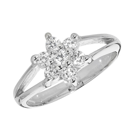 New 925 Silver & Cubic Zirconia Children's Flower Cluster Ring