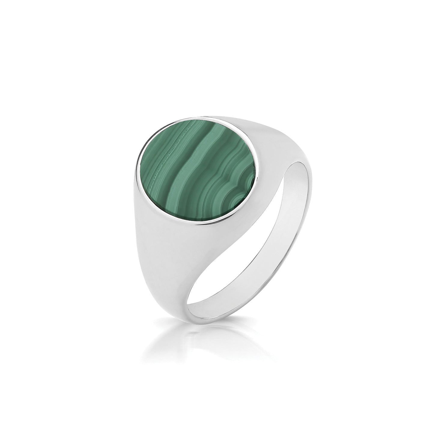 New 925 Silver & Malachite Oval Signet Ring