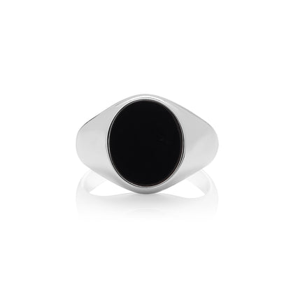 New 925 Silver & Onyx Oval Signet Ring