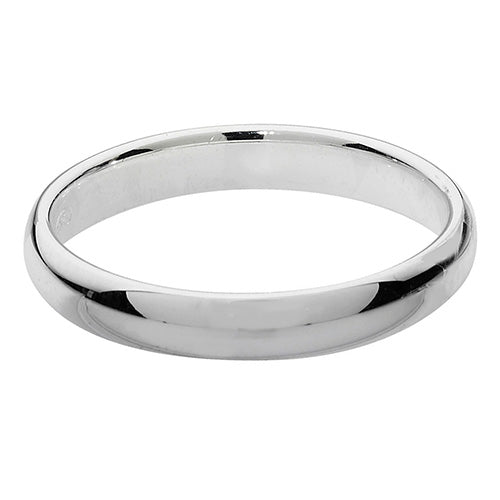 New 925 Silver 3mm Court Wedding Band Ring