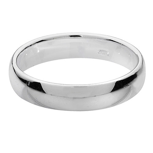 New 925 Silver 4mm Court Wedding Band Ring with the weight approximately 3.90 grams