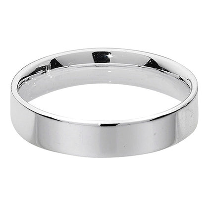 New 925 Silver 4mm Flat Court Wedding Band Ring