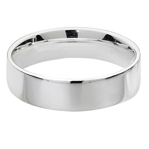 New 925 Silver 5mm Flat Court Wedding Band Ring