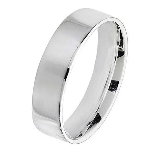 New 925 Silver 5mm Flat Court Wedding Band Ring