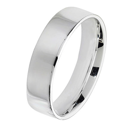 New 925 Silver 5mm Flat Court Wedding Band Ring