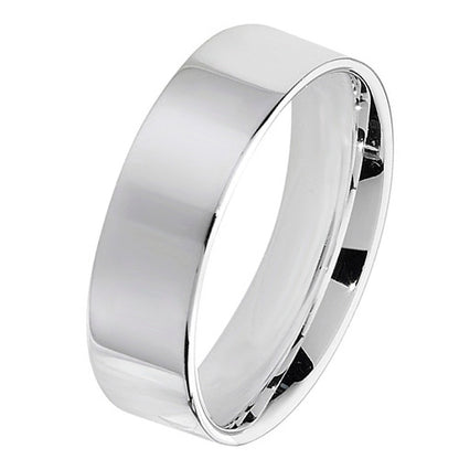 New 925 Silver 6mm Flat Court Wedding Band Ring