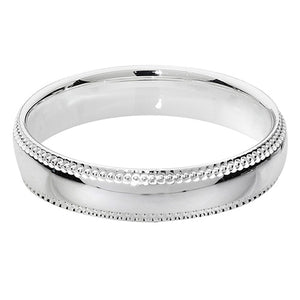 New 925 Silver 4mm Court Millgrain Patterned Wedding Band Ring with the weight approximately 3.90 grams