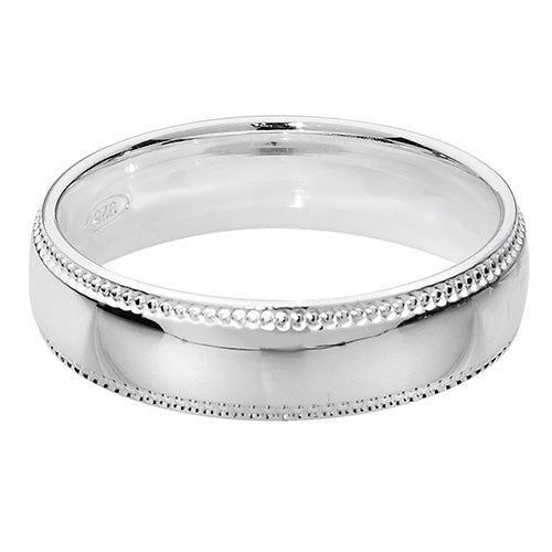 New 925 Silver 6mm Court Millgrain Patterned Wedding Band Ring with the weight approximately 6.70 grams