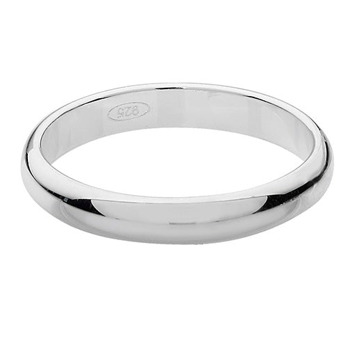 New 925 Silver 3mm D Shape Wedding Band Ring with the weight approximately 2.70 grams