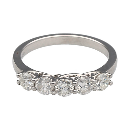 New 9ct White Gold & Diamond Set Five Stone Ring