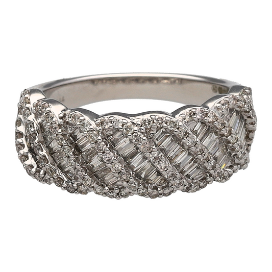 New 9ct White Gold & Diamond Set Fancy Dress Band Ring