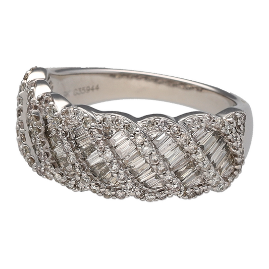 New 9ct White Gold & Diamond Set Fancy Dress Band Ring