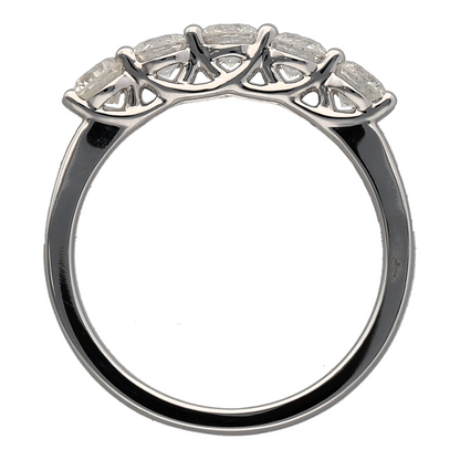 New 9ct White Gold & Diamond Set Five Stone Ring