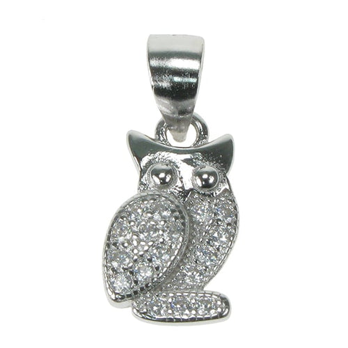 New 925 Silver & Cubic Zirconia Owl Pendant on an 18