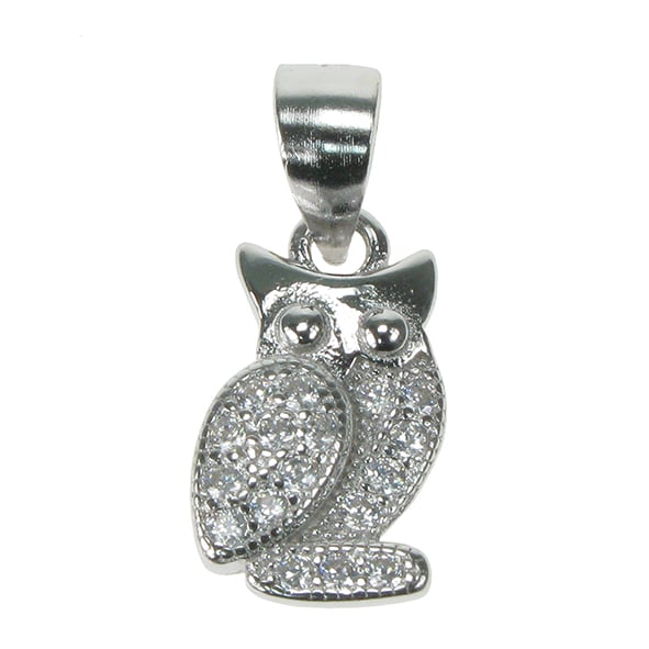 New 925 Silver & Cubic Zirconia Owl Pendant on an 18