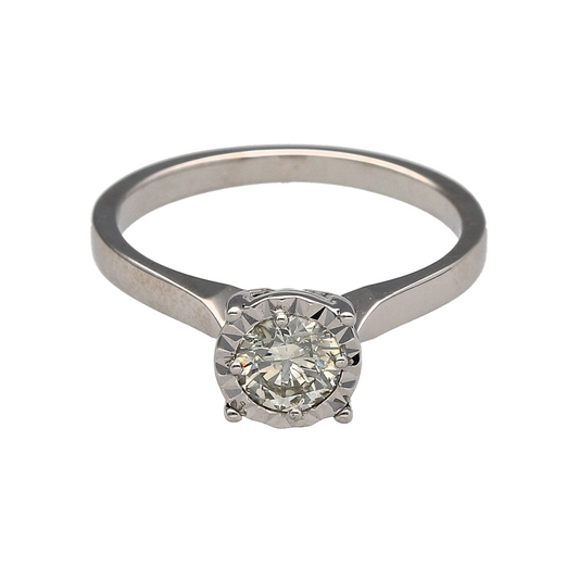 18ct White Gold & Diamond Illusion Set Solitaire Ring