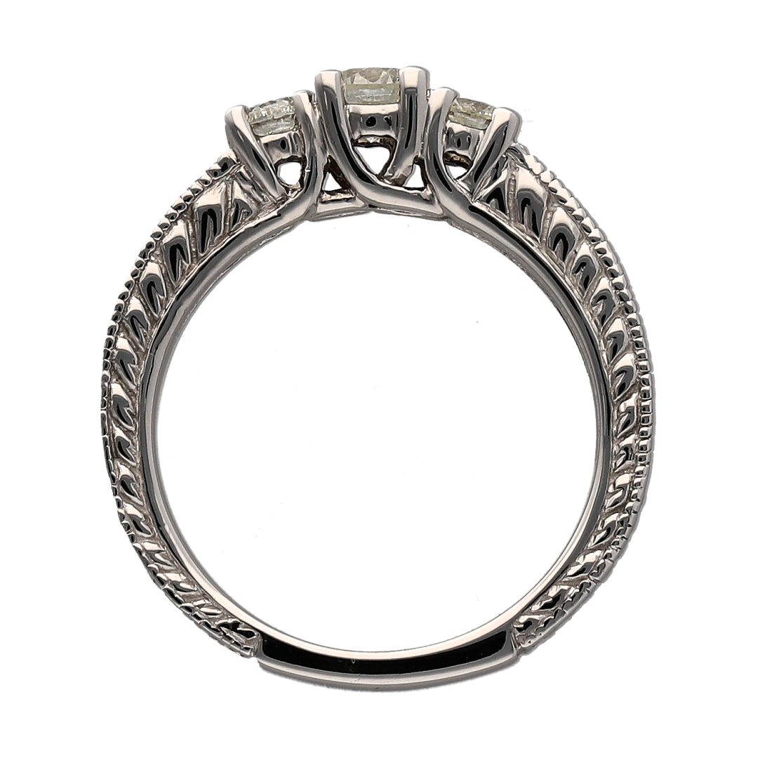 14ct White Gold & Diamond Trilogy Ring