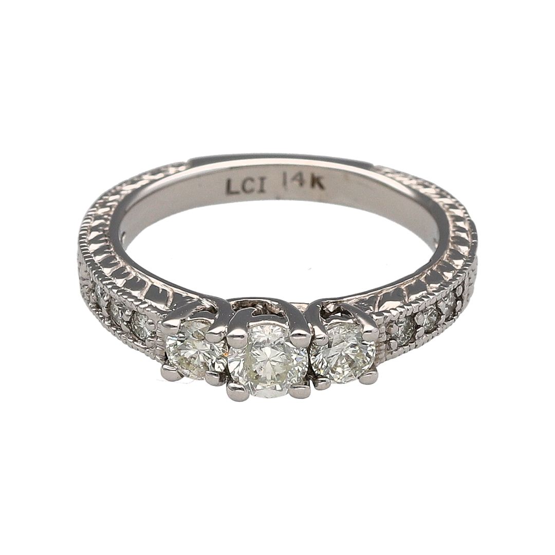 14ct White Gold & Diamond Trilogy Ring