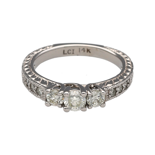 14ct White Gold & Diamond Trilogy Ring