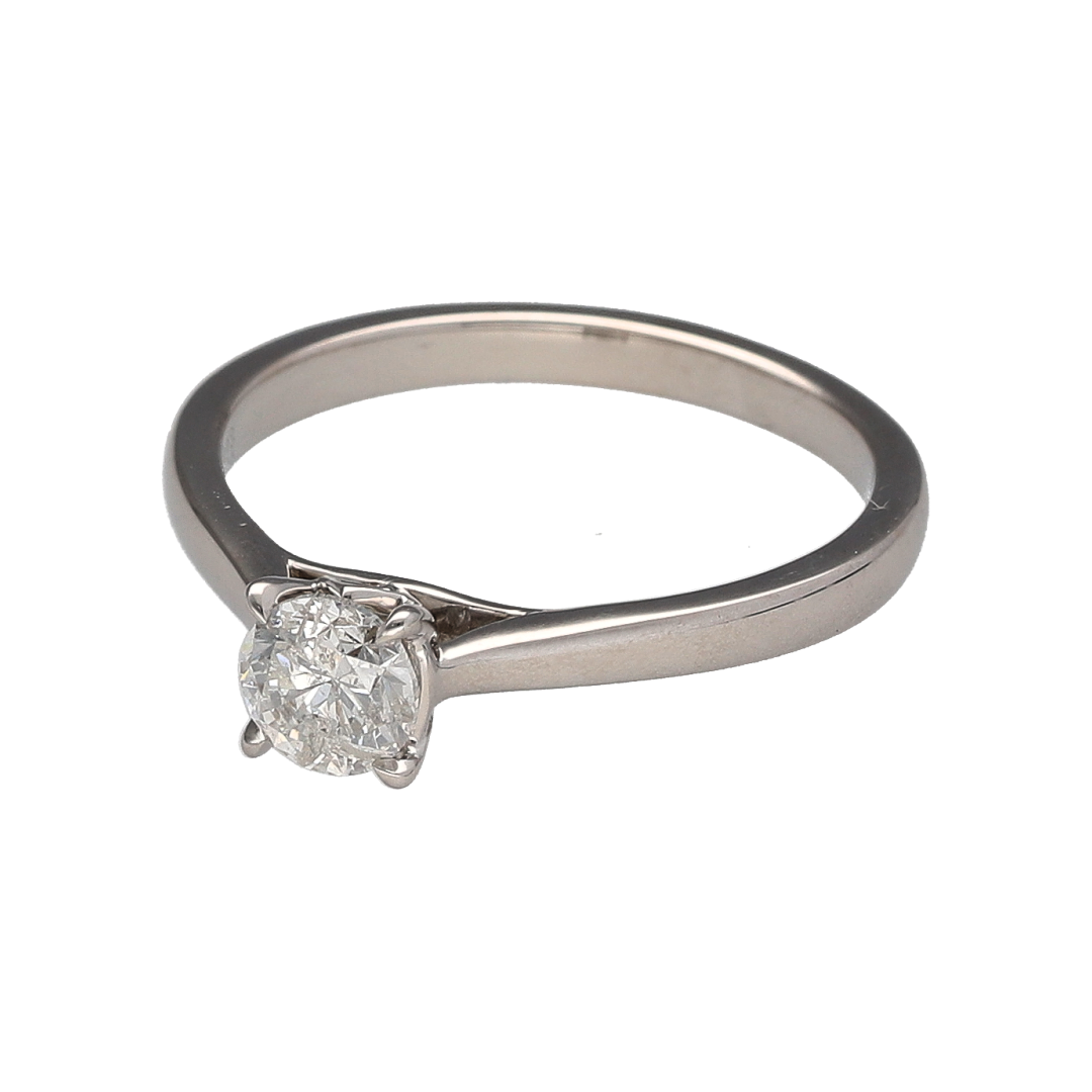 Add timeless sophistication to your jewellery collection with this pre-owned 18ct white gold diamond solitaire ring, featuring a stunning brilliant-cut diamond that offers classic elegance and enduring appeal—perfect for engagements, anniversaries or everyday luxury.

Design: The ring showcases a single brilliant-cut diamond of approximately 0.50ct, creating a striking focal point with exceptional sparkle.