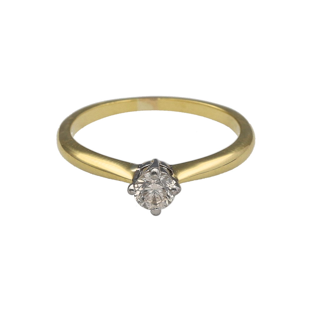 18ct Gold & Diamond Set Solitaire Ring