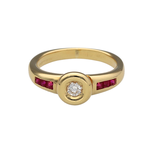 18ct Gold Diamond & Ruby Set Ring